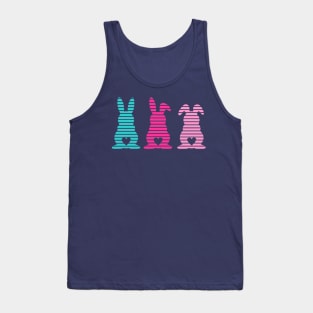 Three Easter Striped Bunnies with Heart Shaped Tails Tank Top